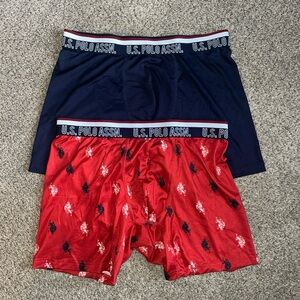 U.S. Polo ASSN. Stretch Performance Boxers Briefs Lot Of 2 Pairs Large Red Blue